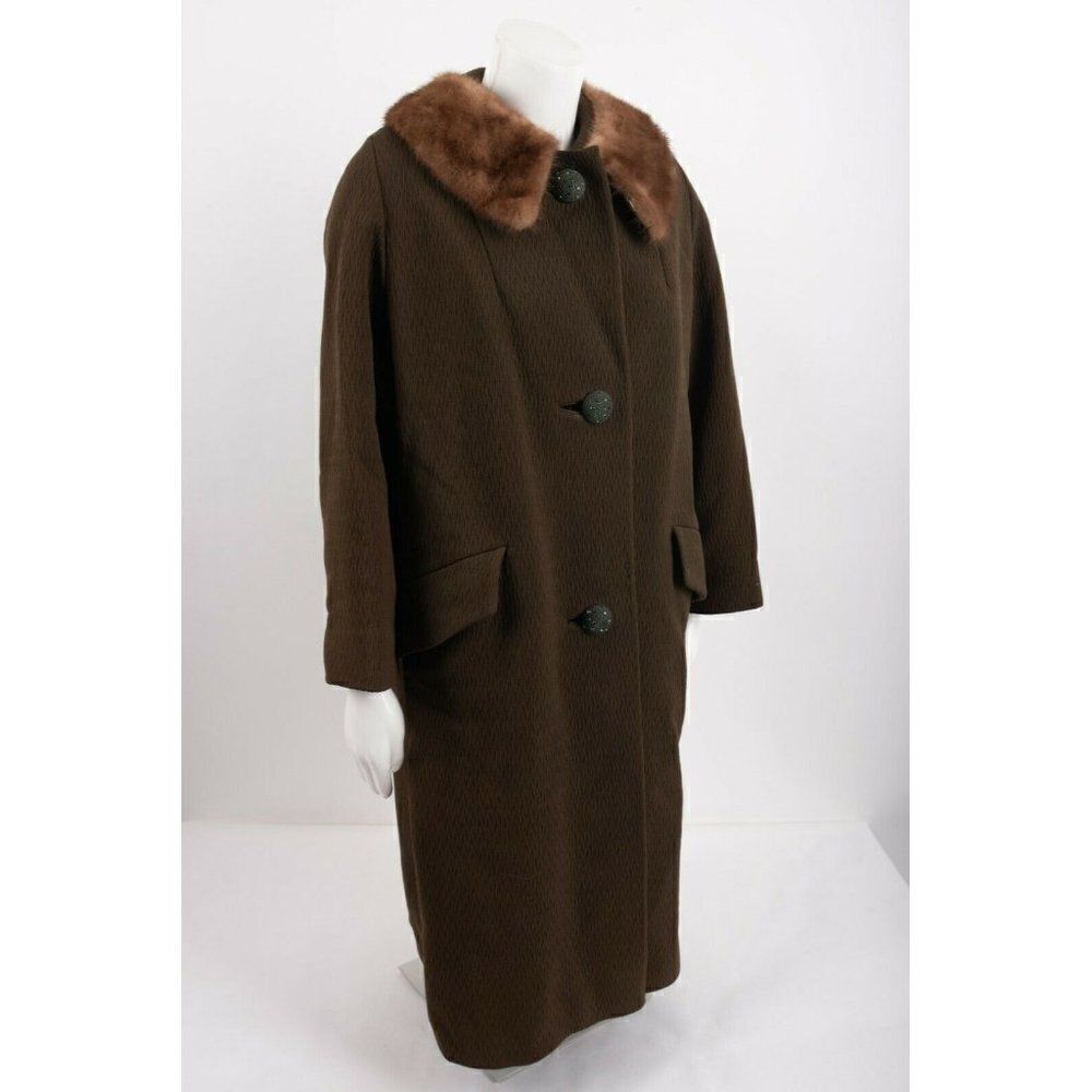 Vintage 1960s Forstmann Womens Green Long Coat Big - Picture 3 of 6
